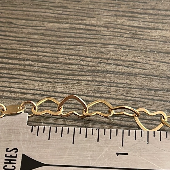 Vintage GHELLER Gold Filled 18 kt Gold Heart Link Bracelet 7 3/4” - Picture 12 of 14